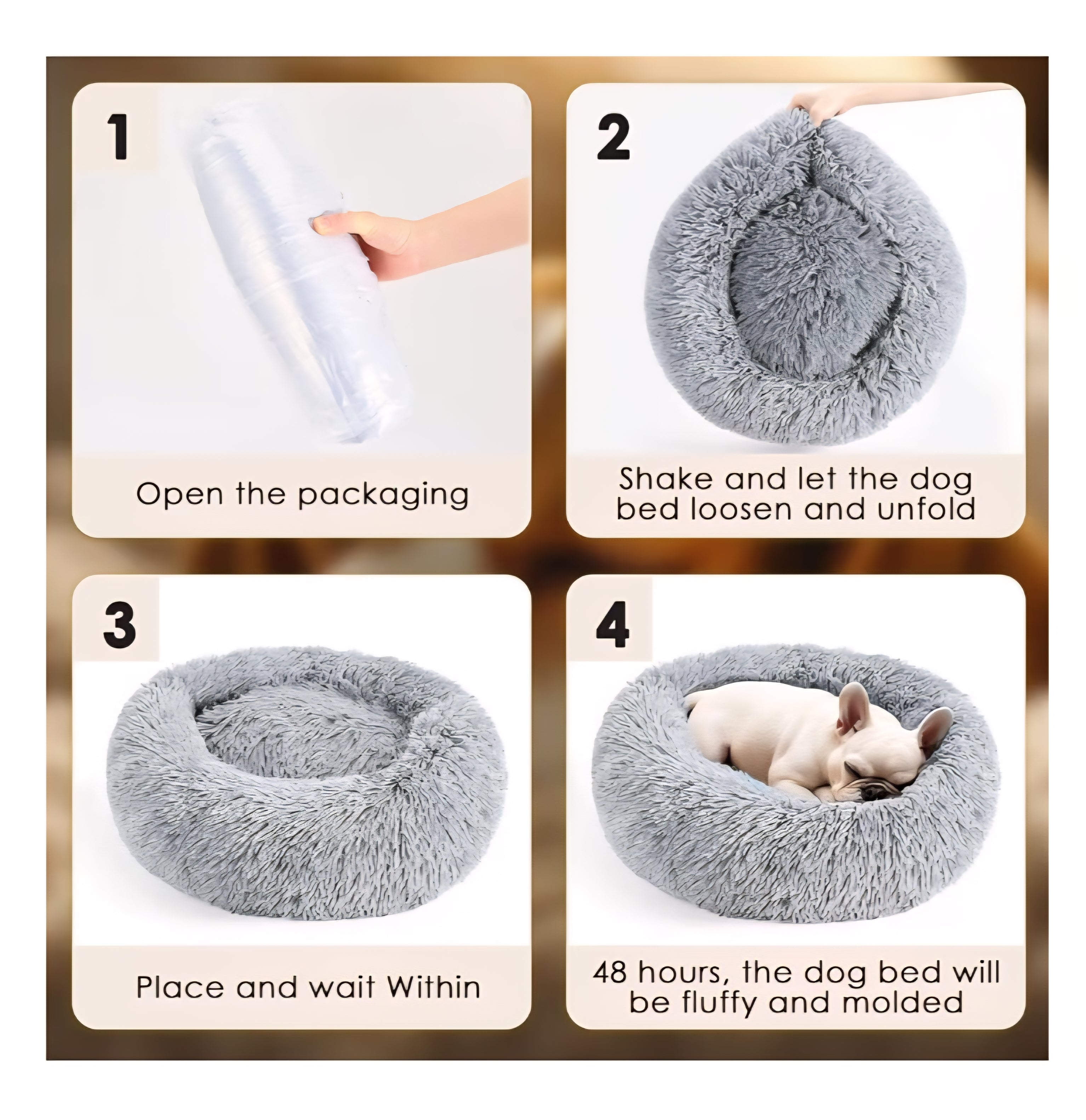 Cama calmante para perros y gatos pequeños