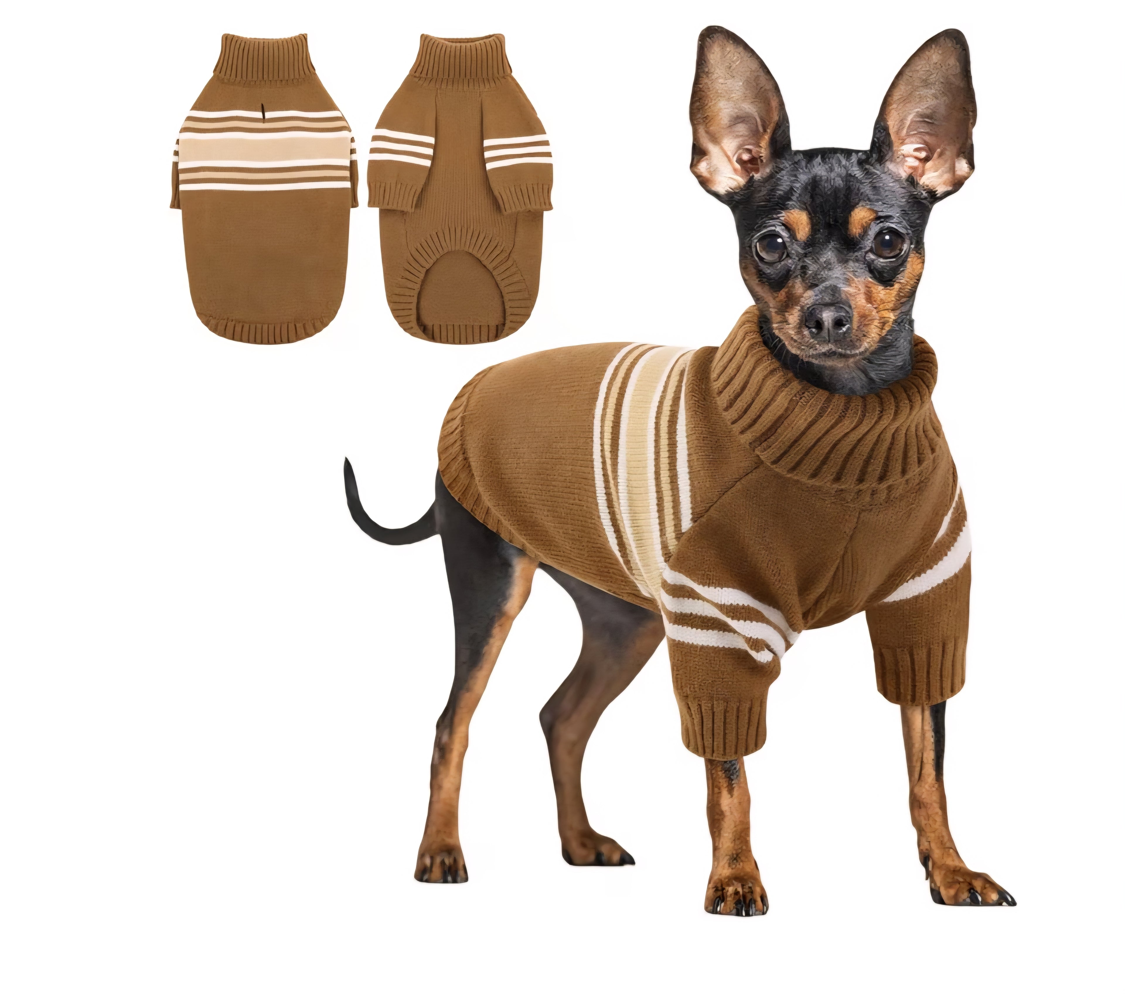 Sweater rayas café, para mascota Talla XS